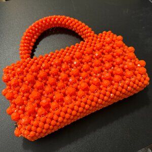 1960s Vintage Italian Orange Aryclic Plastic Beaded Purse